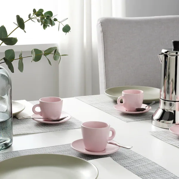 فنجان نعلبکی IKEA مدل FARGKLAR صورتی کوچک