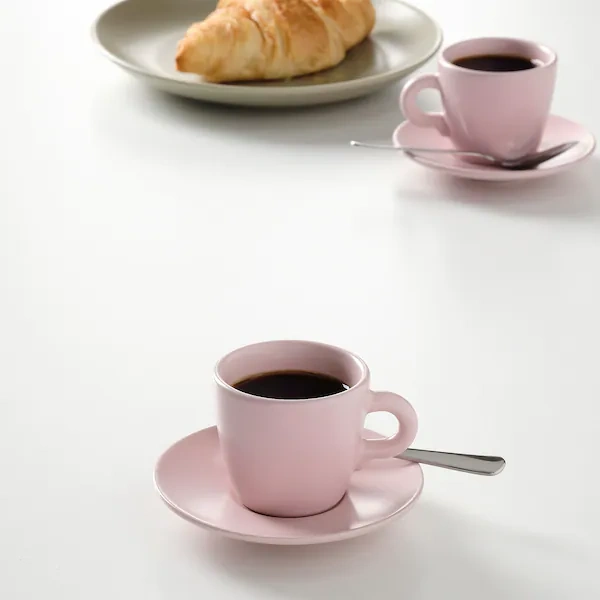 فنجان نعلبکی IKEA مدل FARGKLAR صورتی کوچک