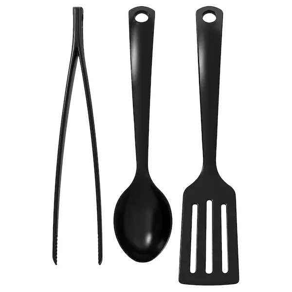 سرویس 3 پارچه کفگیر IKEA مدل GNARP رنگ مشکی
